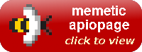 button which says 'memetic apiopage click to view' and has pixel art of a bee on it